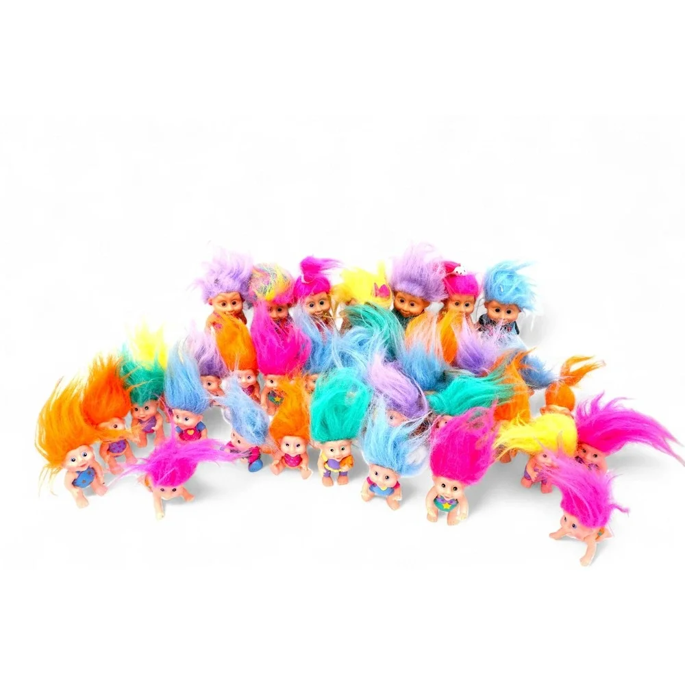 Lot of 25 Small Troll Dolls with Brightly Colored Hair Toy Figurines for‎ Kids